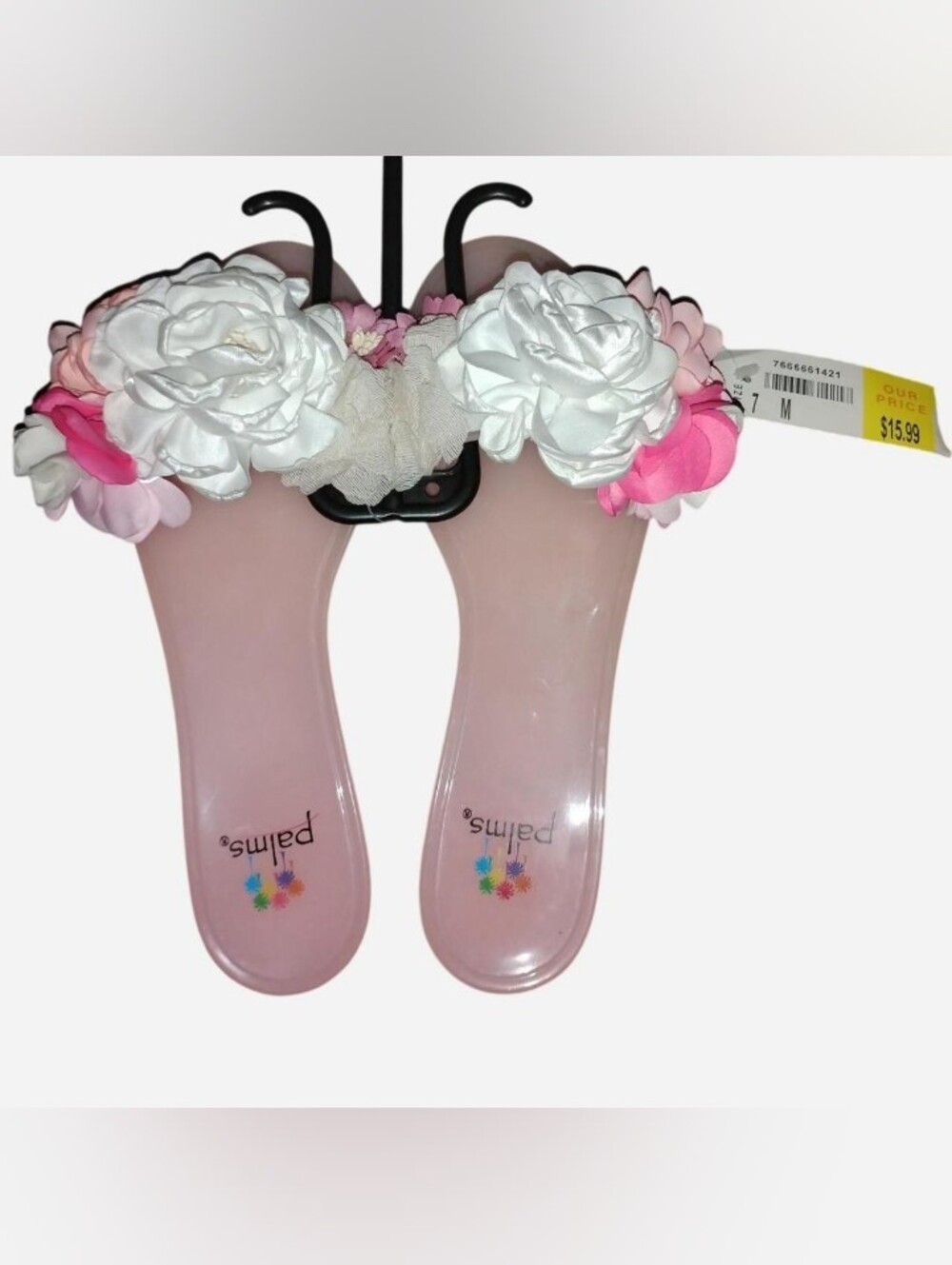 Palms Women's Size 7 Pink Floral Jelly Slide Sandals New With Tags